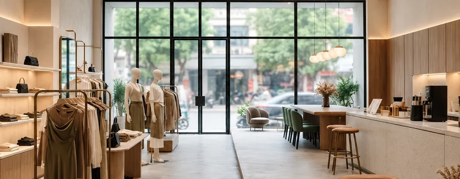 Boutique de vêtements moderne et lumineuse