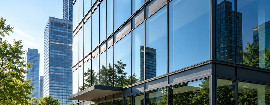 Façade vitrée d’un immeuble de bureaux